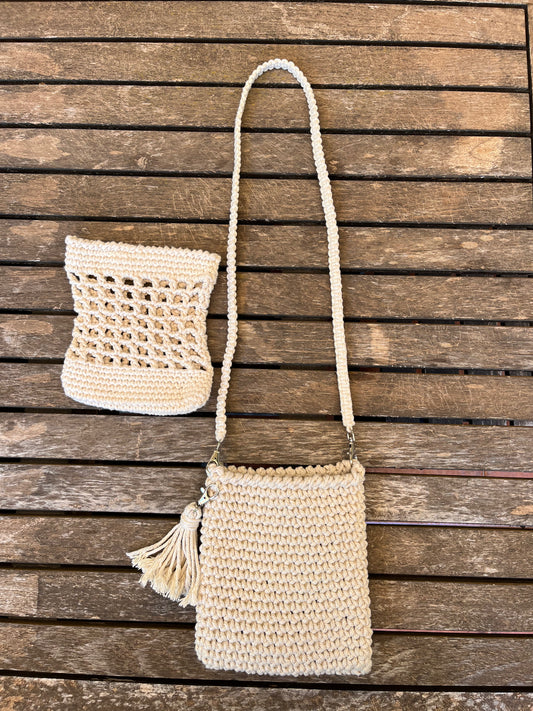 bolso de hombro beige