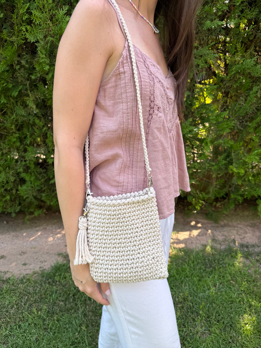 bolso de hombro beige